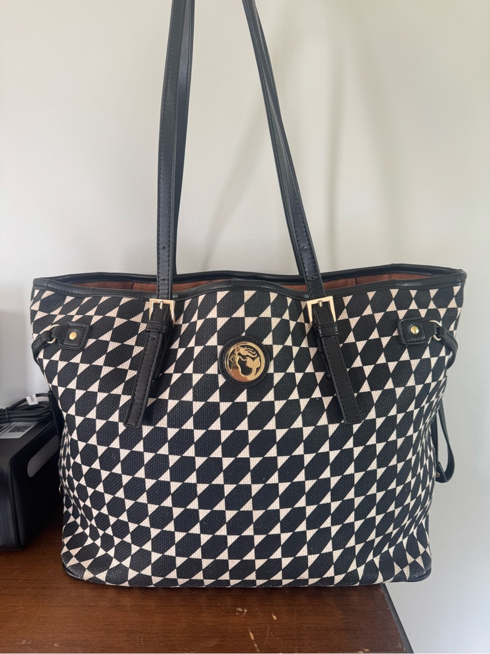 Spartina 449 Black & White Geometric Tote Bag
